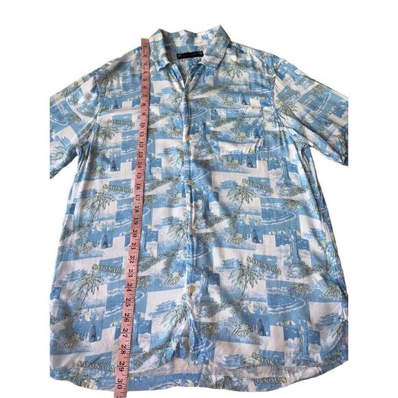 ALLSAINTS Men’s Tropical Hawaiian Sayonara Shirt In Aqua Blue - Picture 9 of 10